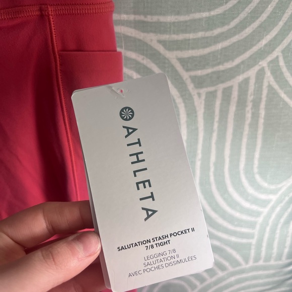 Athleta Salutation Stash Pocket II 7/8 Leggings | Pink | Medium | NWT - Picture 2 of 7